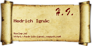 Hedrich Ignác névjegykártya